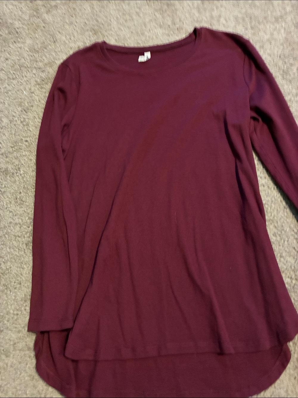 Kids Long Sleeve Crewneck Top - Burgundy